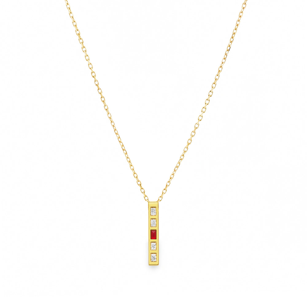18K Gold Ruby & Emerald with Natural Diamond Pendant Necklace