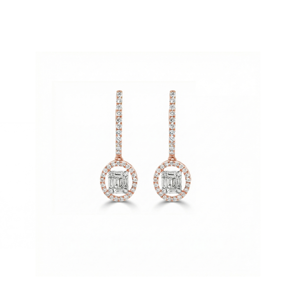Natural Diamond Drop Earrings in 18K Rose Gold | Flashy