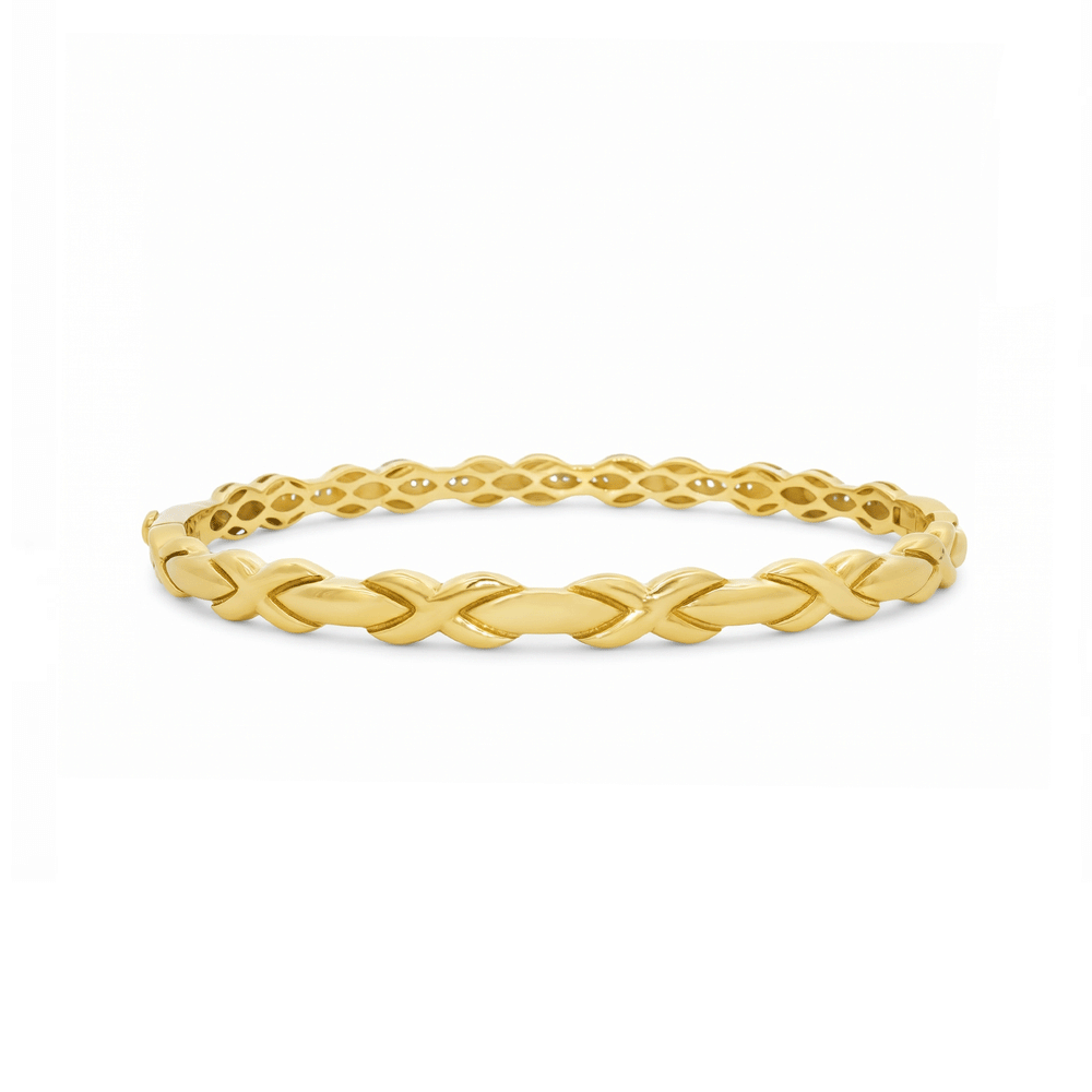Infinity Twist Gold Bangle with White CZ