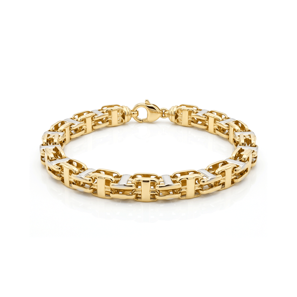 18K Gold Dual-Tone Box-Link Bracelet – 21cm