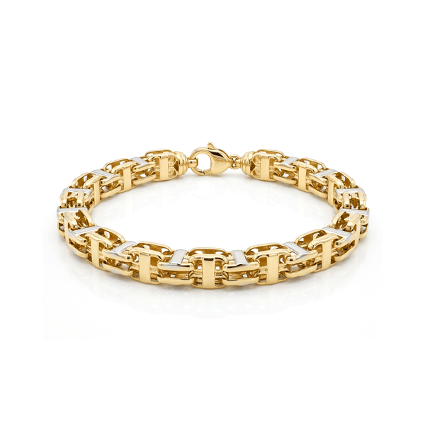18K Gold Dual-Tone Box-Link Bracelet – 21cm