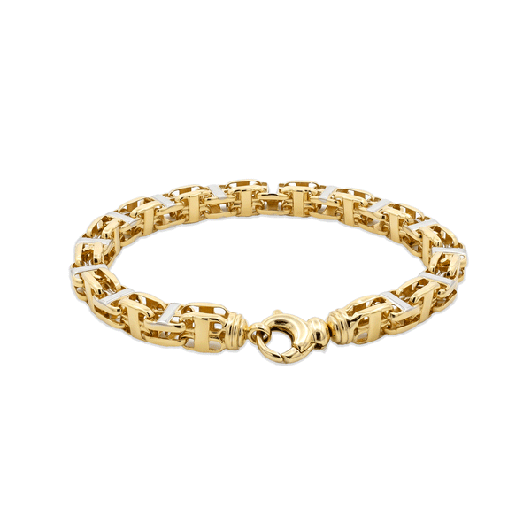 18K Gold Dual-Tone Box-Link Bracelet – 21cm hover