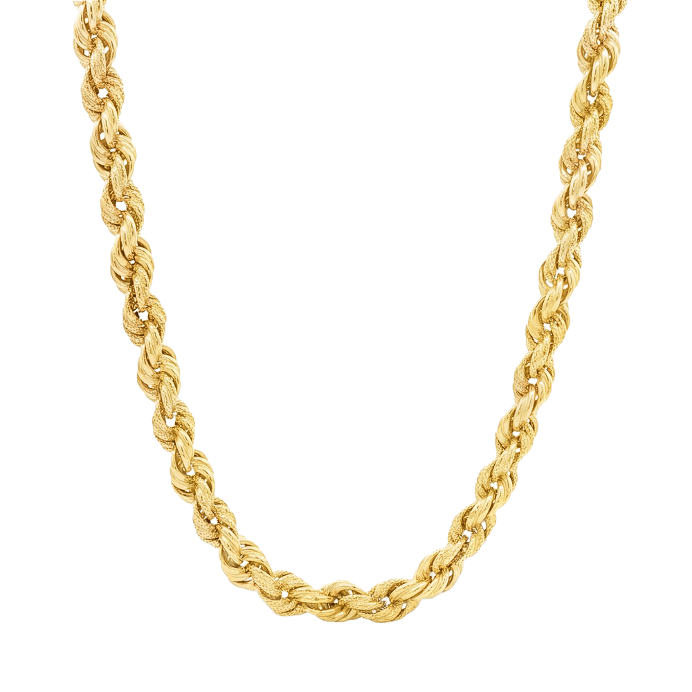 18k Hollow Gold Rope Chain Necklace – Luxury Dubai Jewellery