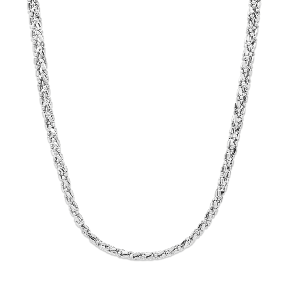 18K White Gold Diamond Cut Chain Necklace – Luxury Shine