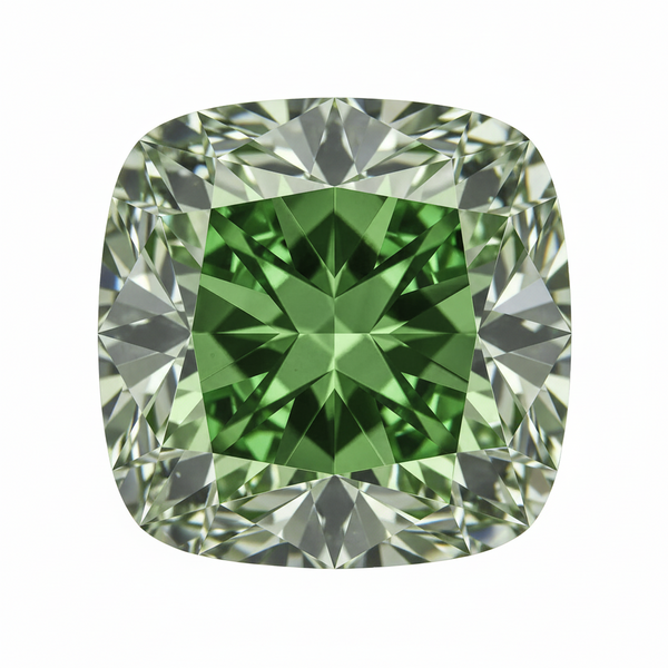2.52 Carat Fancy Green Lab Grown Diamond Cushion IGI