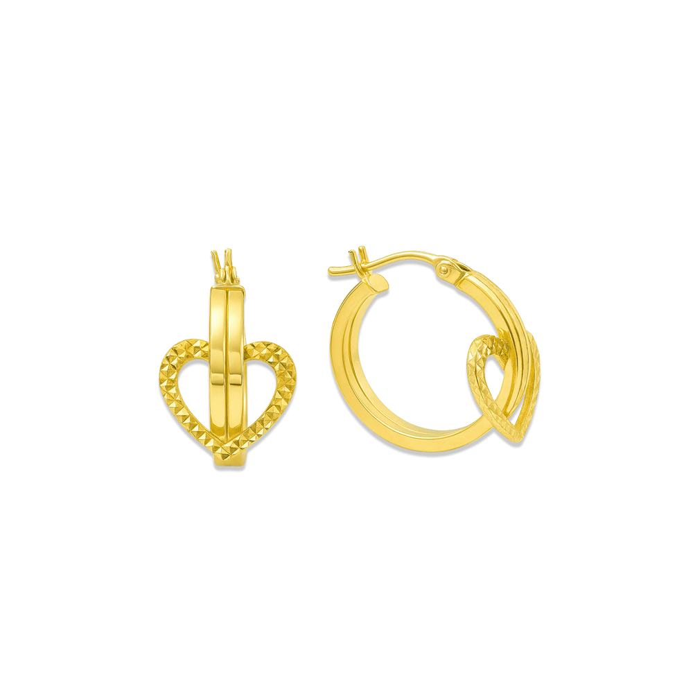 18K Gold Women’s Heart Design Hoop Earrings – Elegant Love-Inspired Hoops