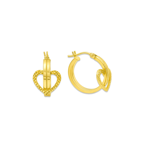 18K Gold Women’s Heart Design Hoop Earrings – Elegant Love-Inspired Hoops