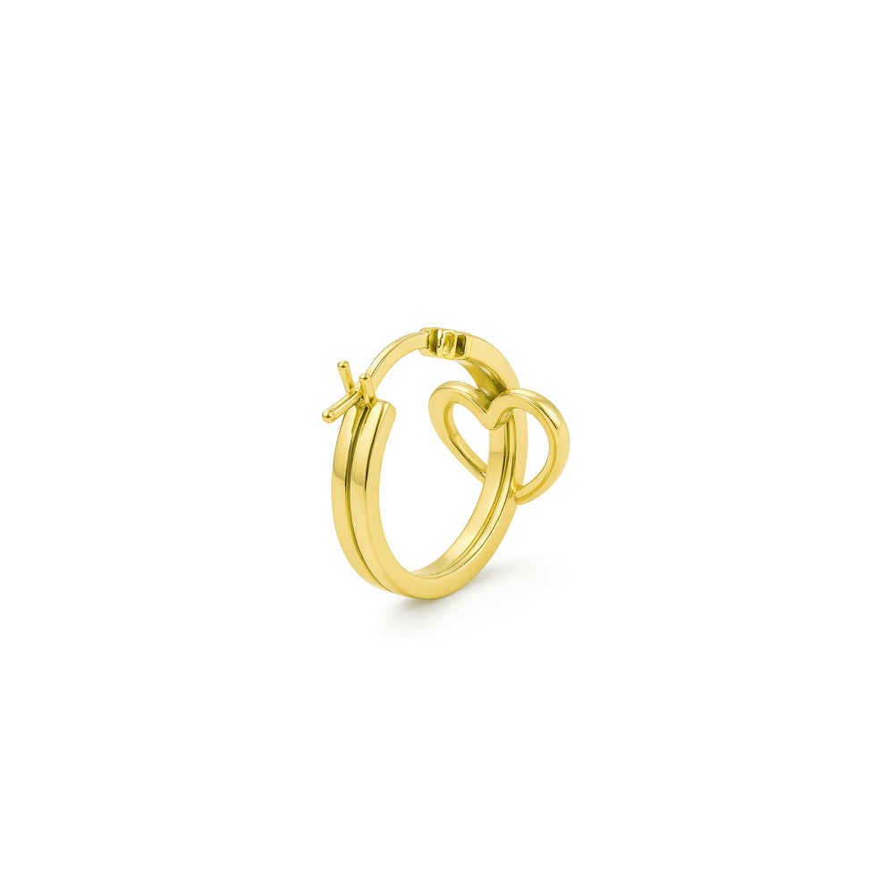 18K Gold Women’s Heart Design Hoop Earrings – Elegant Love-Inspired Hoops