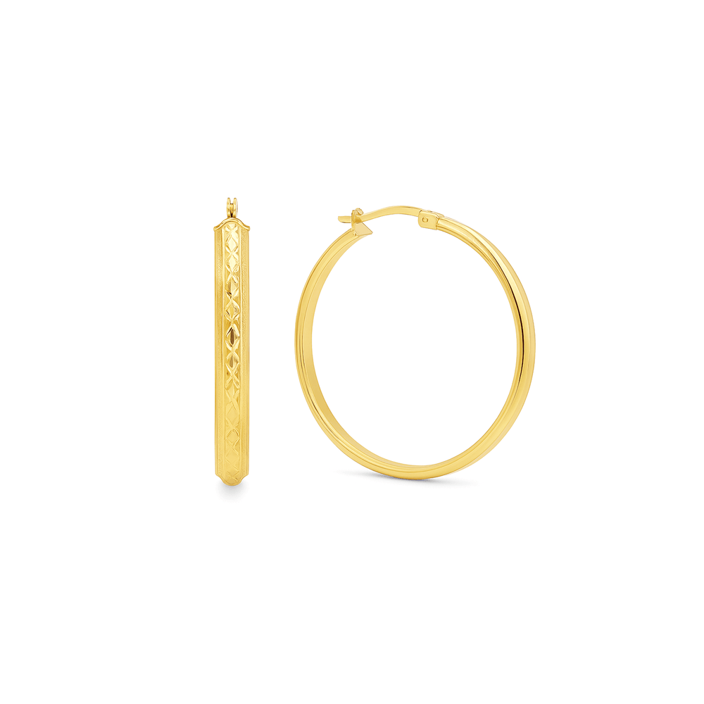 18K Gold Women’s Hoop Earrings – Classic High-Polish Finish