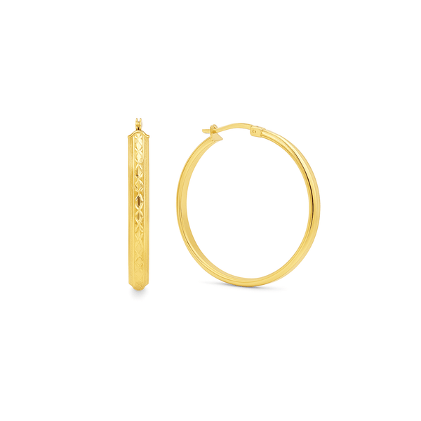 18K Gold Women’s Hoop Earrings – Classic High-Polish Finish