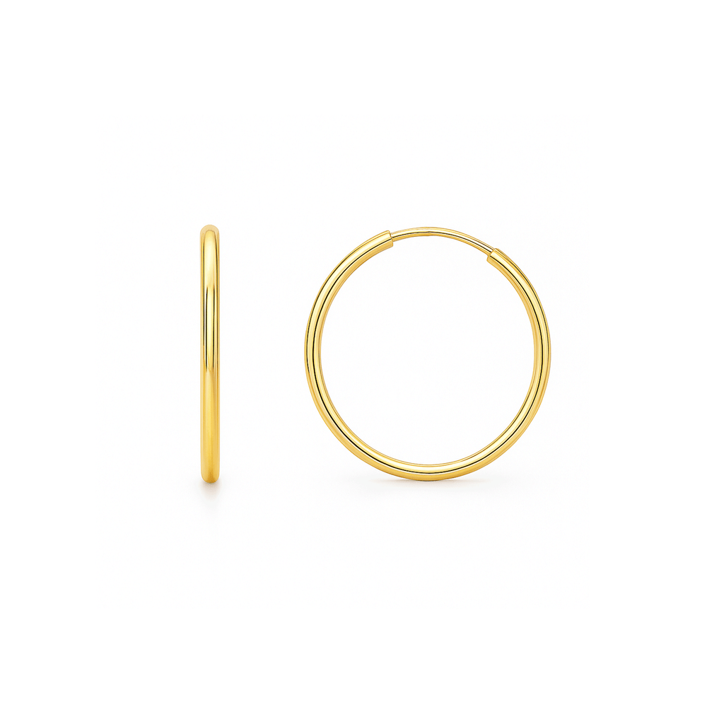 18K Gold Women’s Hoop Earrings – Classic High-Polish Finish