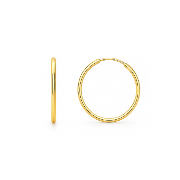 18K Gold Women’s Hoop Earrings – Classic High-Polish Finish