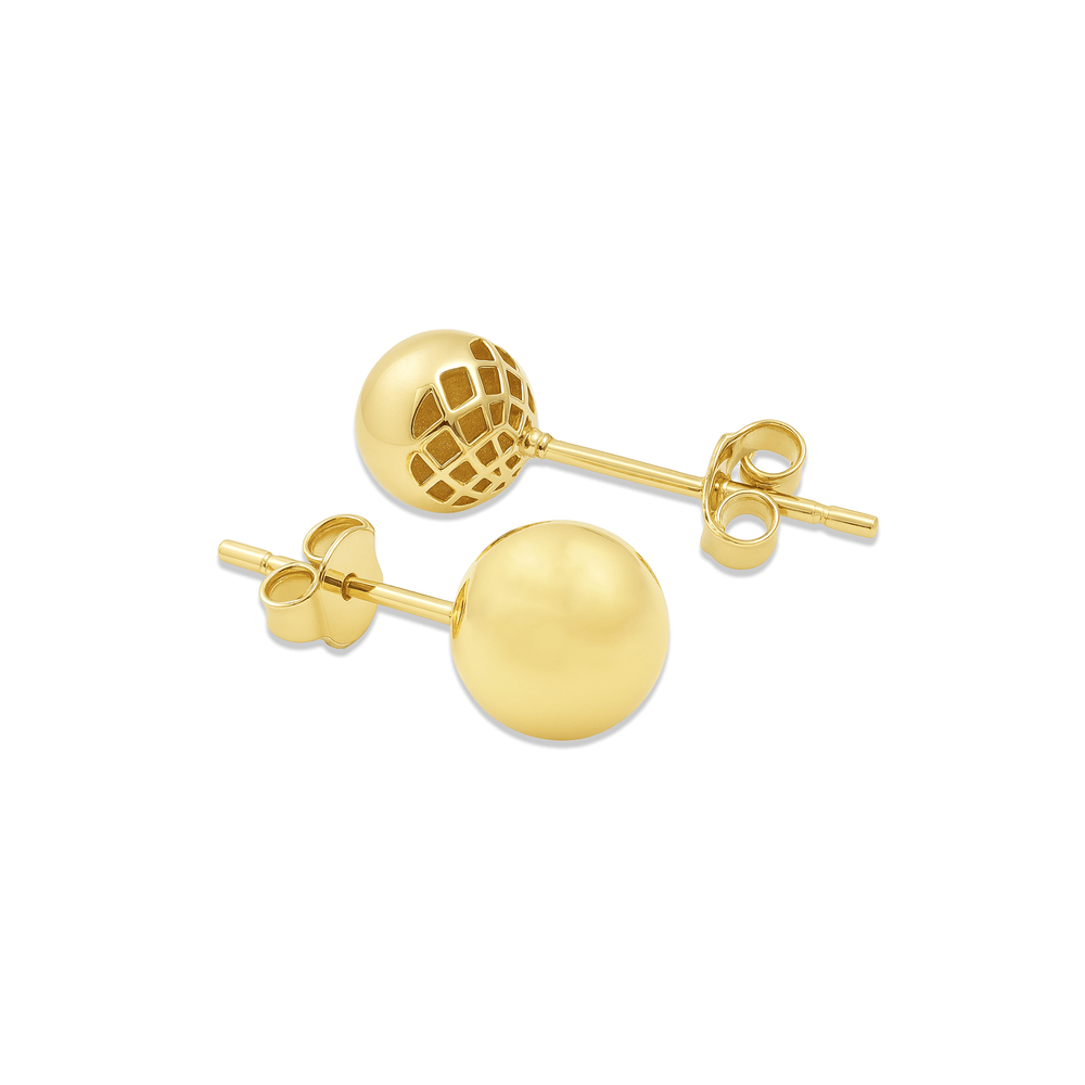 18K Gold Women’s Ball Stud Earrings – Classic High-Polish Finish