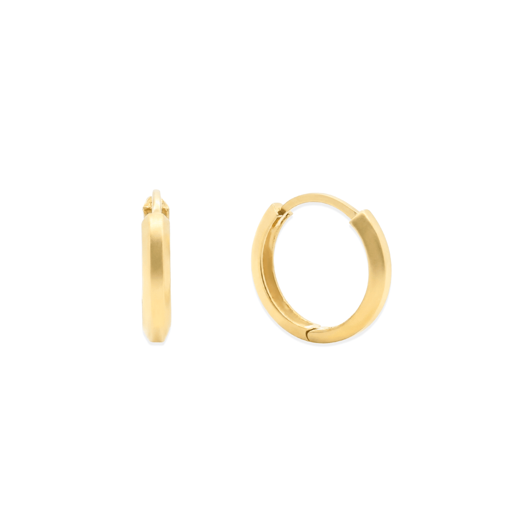 Golden 18K Sleek Hinged Gold Hoop Earrings