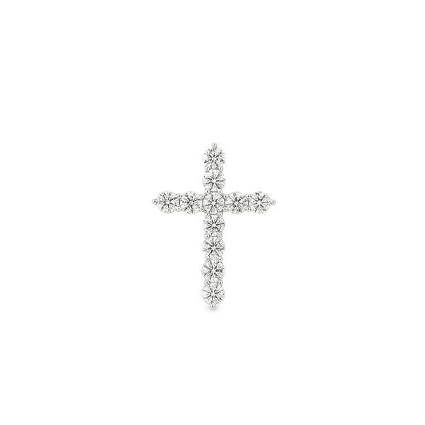 Natural Diamond Cross Pendant in 18K White Gold | Flashy