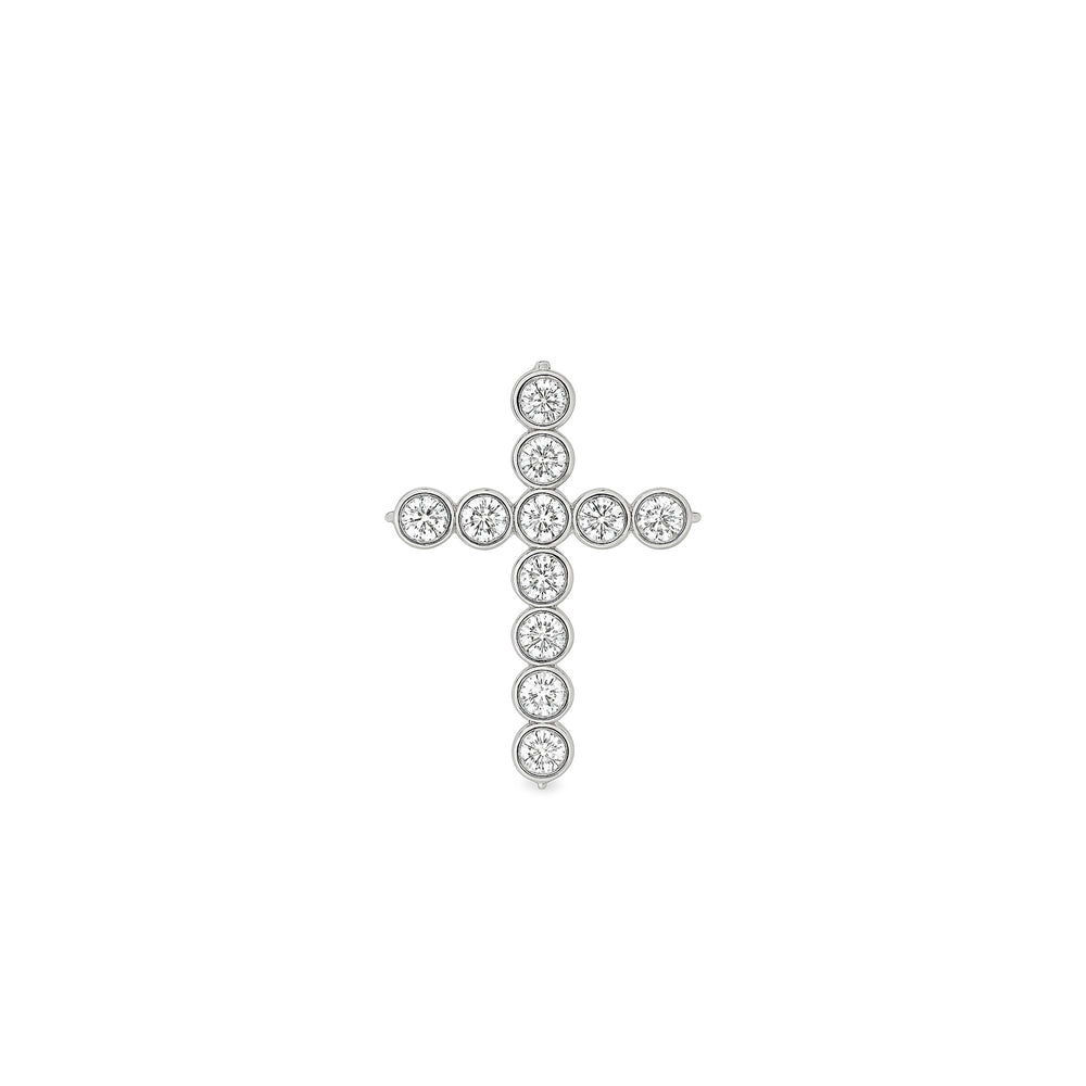 Natural Diamond Cross Pendant in 18K White Gold | Flashy