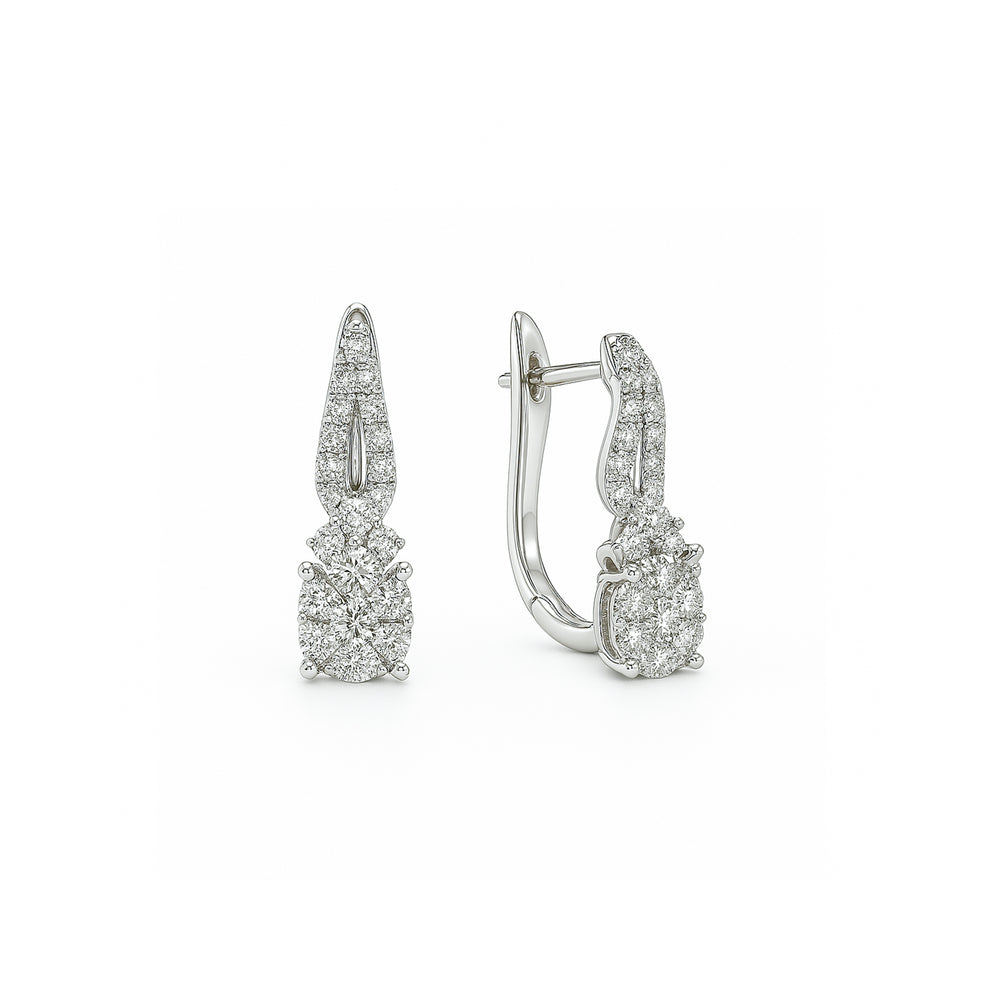 Natural Diamond Hoop Earrings in 18K White Gold | Flashy