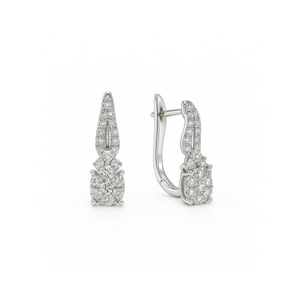 Natural Diamond Hoop Earrings in 18K White Gold | Flashy