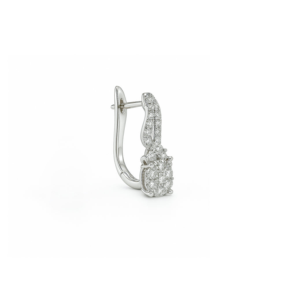 Natural Diamond Hoop Earrings in 18K White Gold | Flashy