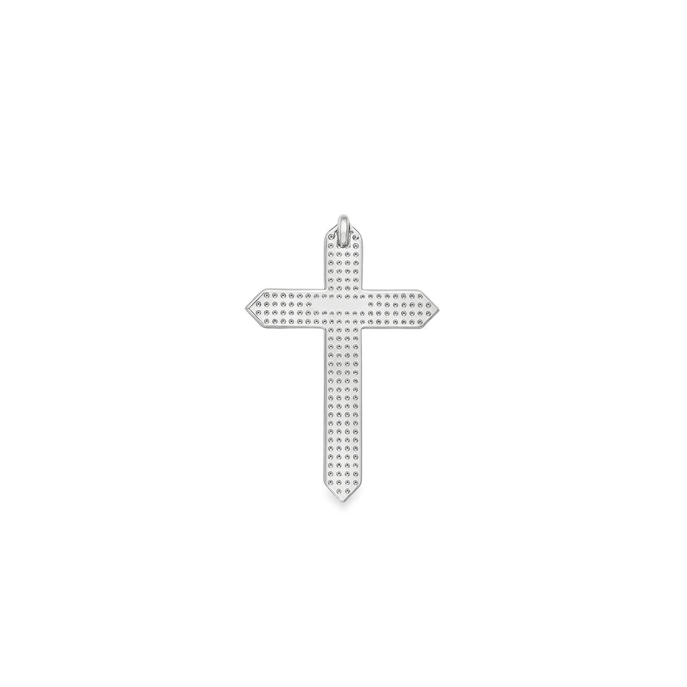 Natural Diamond Cross Pendant in 18K White Gold | Flashy