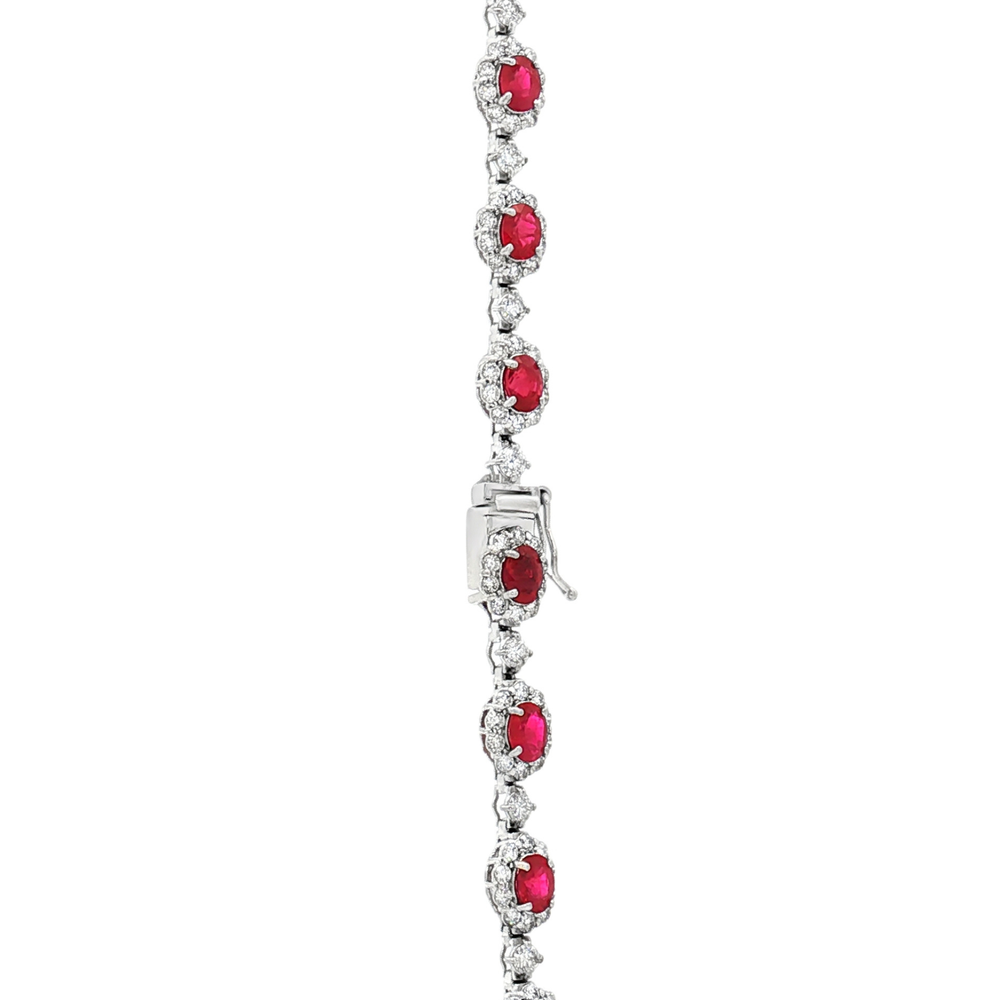 Luxury 18K White Gold Ruby & Diamond Necklace – Flashy Jewellery