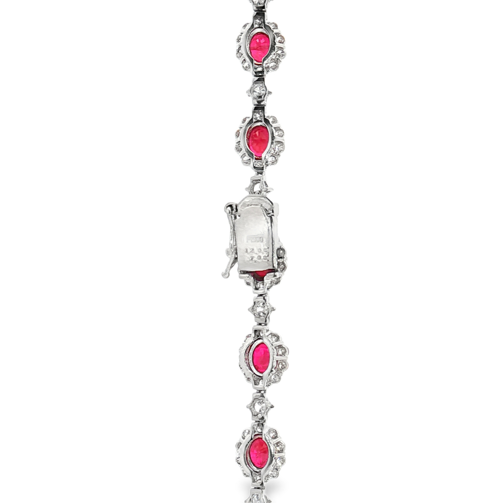 Luxury 18K White Gold Ruby & Diamond Necklace – Flashy Jewellery