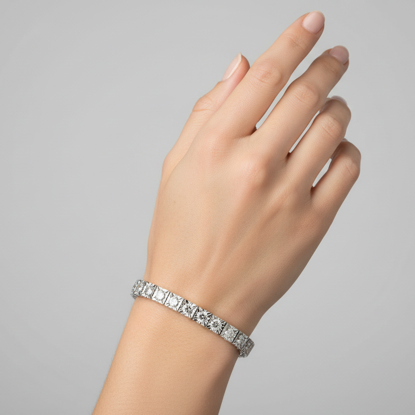 18K White Gold Diamond Tennis Bracelet | Flashy Jewellery