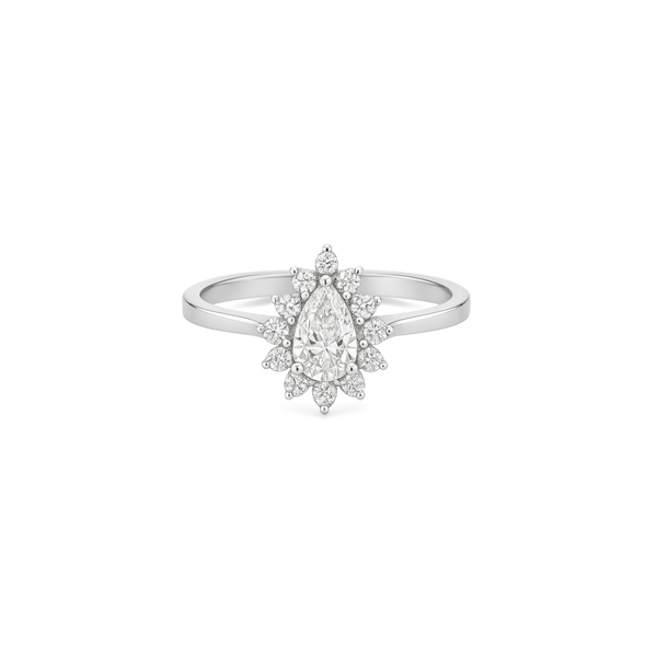 18K White Gold Natural Diamond Halo Engagement Ring