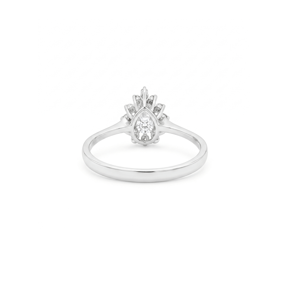 18K White Gold Natural Diamond Halo Engagement Ring