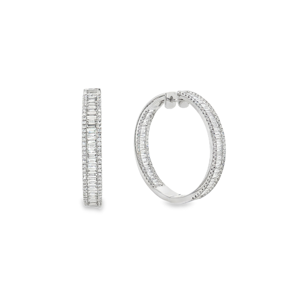 18K White Gold Diamond Hoop Earrings | Flashy Jewellery
