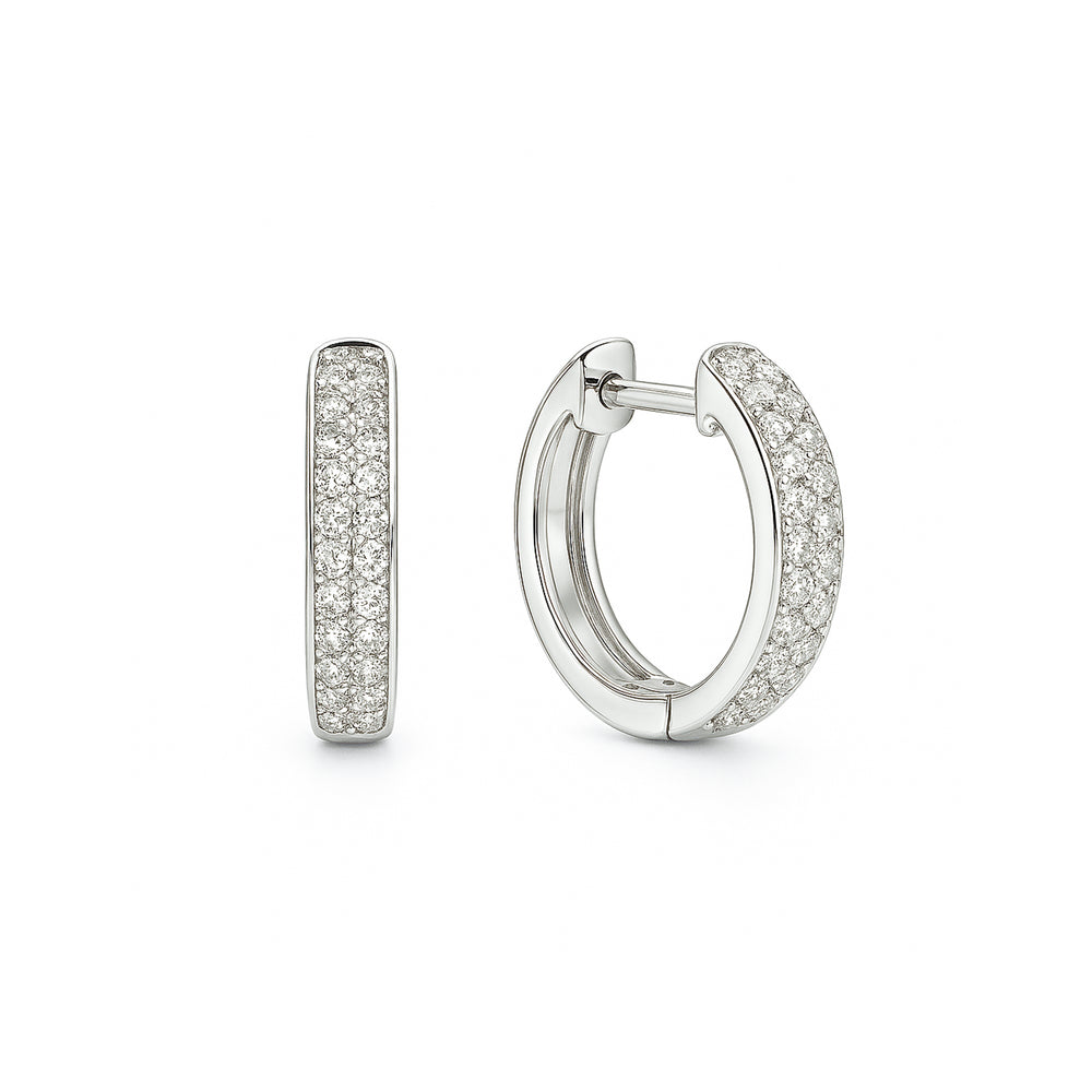 Natural Diamond Hoops Earrings | 18K White Gold | Flashy