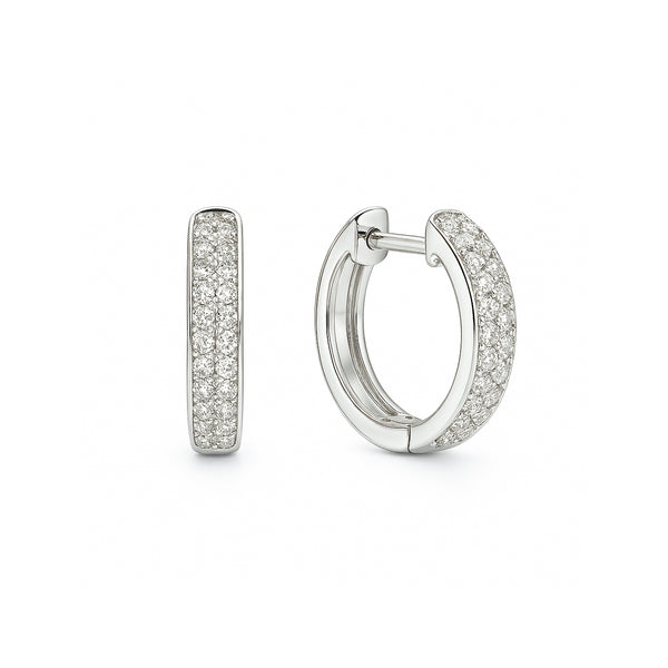 Natural Diamond Hoops Earrings | 18K White Gold | Flashy
