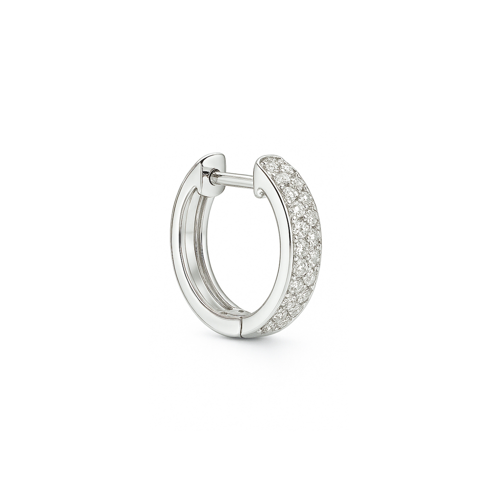 Natural Diamond Hoops Earrings | 18K White Gold | Flashy