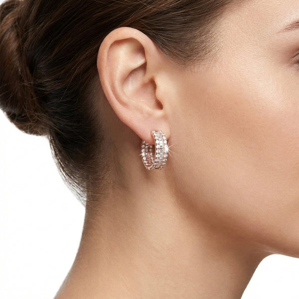 Rose Gold Diamond Hoop Earrings | Flashy Jewellery hover