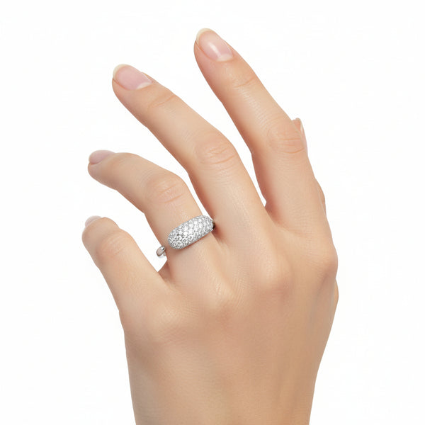 Natural Diamond Statement Ring in 18K White Gold hover