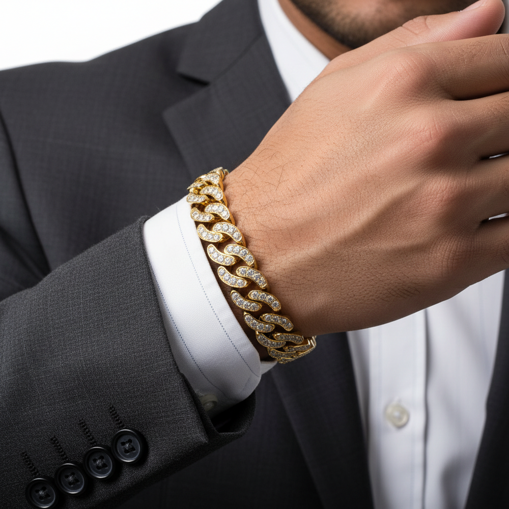 Yellow Gold Diamond Cuban Link Bracelet | Luxury Jewellery