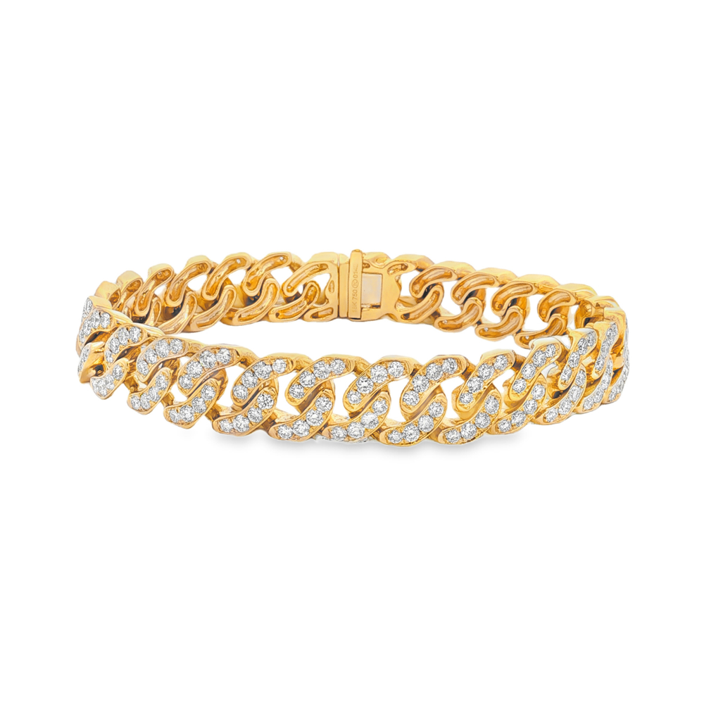 Yellow Gold Diamond Cuban Link Bracelet | Luxury Jewellery