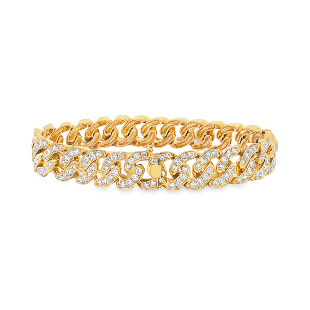 Yellow Gold Diamond Cuban Link Bracelet | Luxury Jewellery