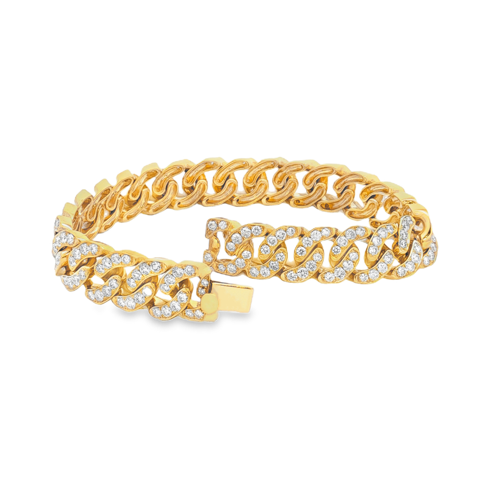 Yellow Gold Diamond Cuban Link Bracelet | Luxury Jewellery