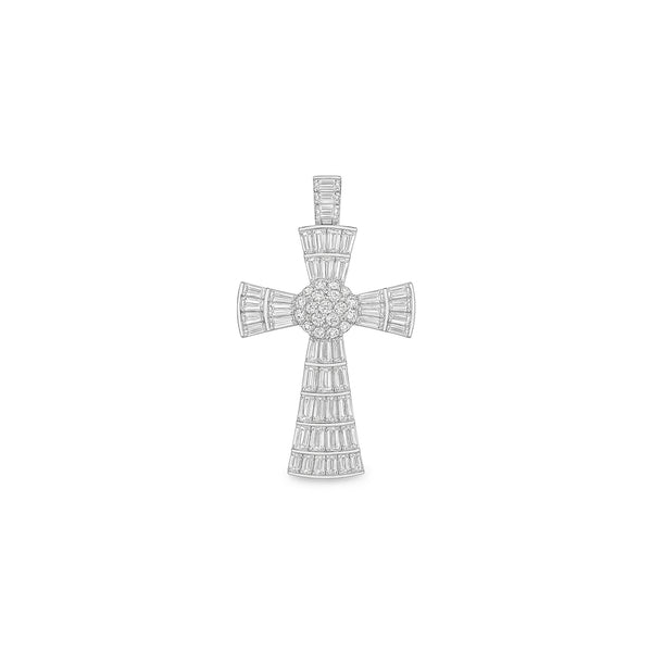 Natural Diamond Cross Pendant in 18K White Gold | Flashy Jewellery