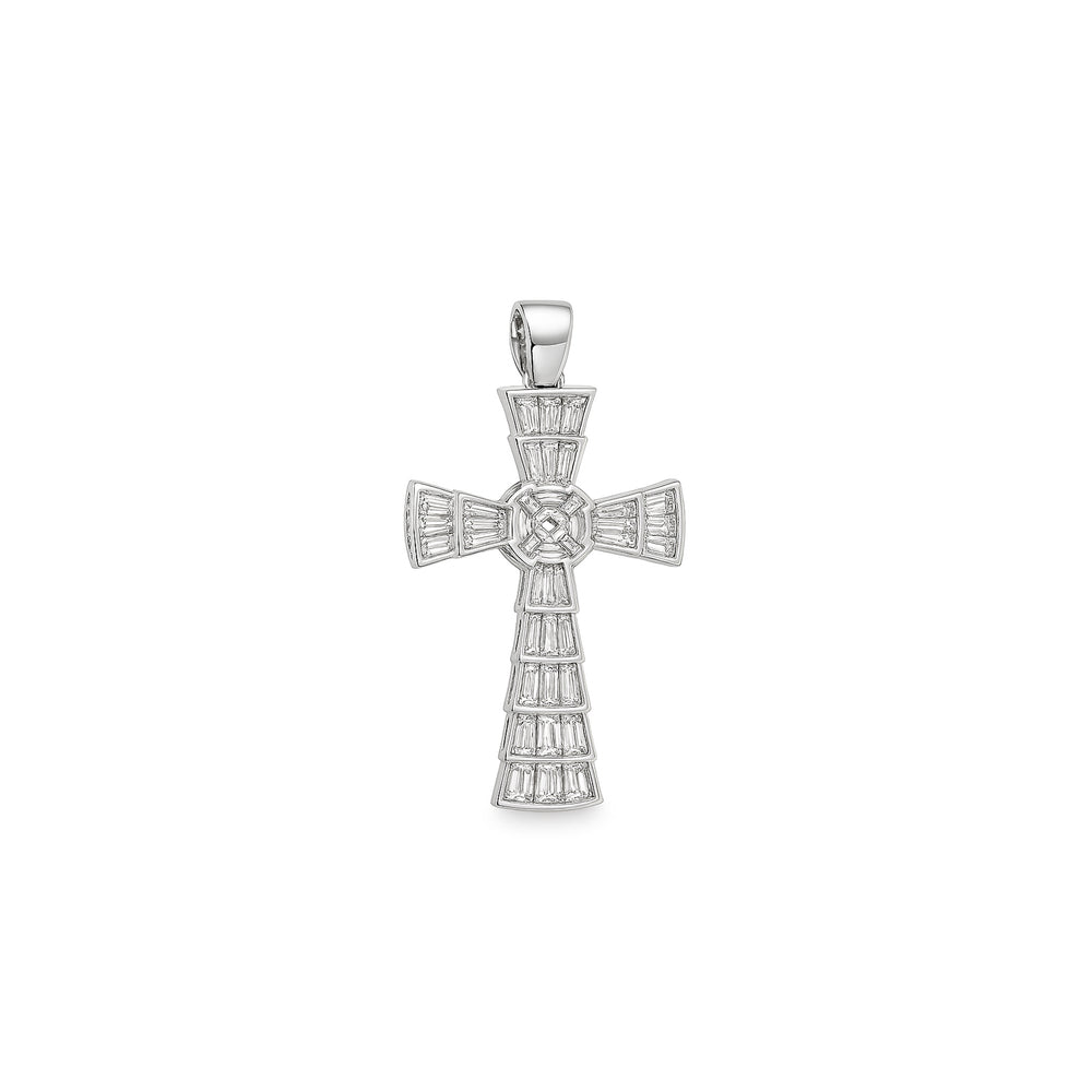 Natural Diamond Cross Pendant in 18K White Gold | Flashy Jewellery