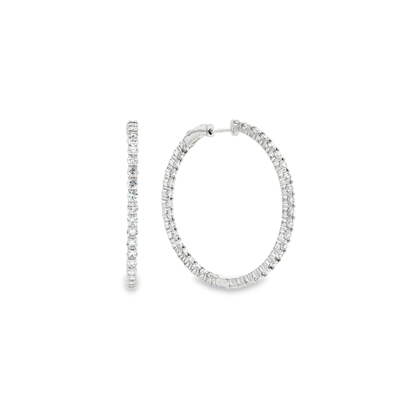 18K White Gold Hoop Earrings with Natural Diamonds - Flashy Jewellery