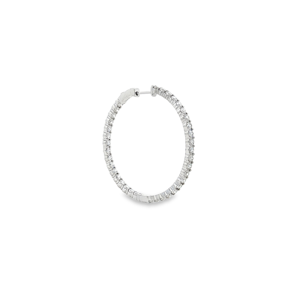 18K White Gold Hoop Earrings with Natural Diamonds - Flashy Jewellery