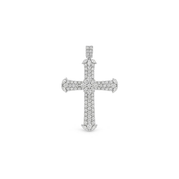 Natural Diamond Cross Pendant in 18K White Gold | Flashy