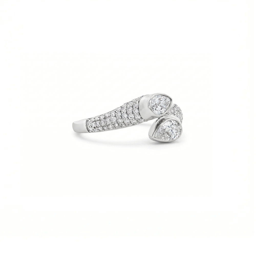 Seraphina Twin Pear Natural Diamond Statement Ring in 18K Gold