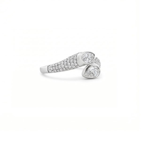 Seraphina Twin Pear Natural Diamond Statement Ring in 18K Gold hover