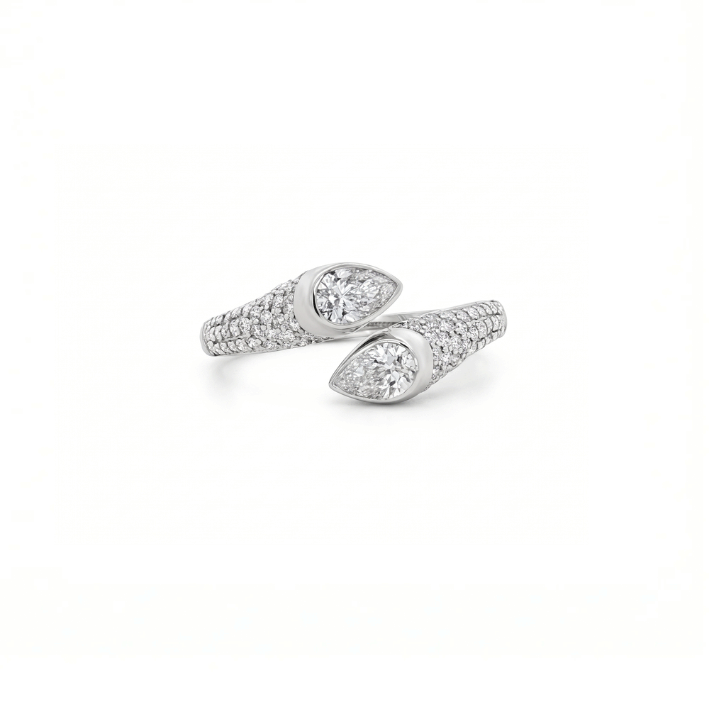 Seraphina Twin Pear Natural Diamond Statement Ring in 18K Gold