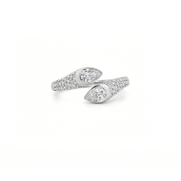 Seraphina Twin Pear Natural Diamond Statement Ring in 18K Gold