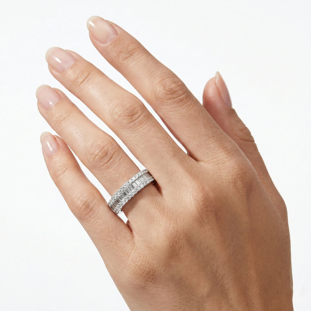 Natural Diamond Stacking Ring in 18K White Gold