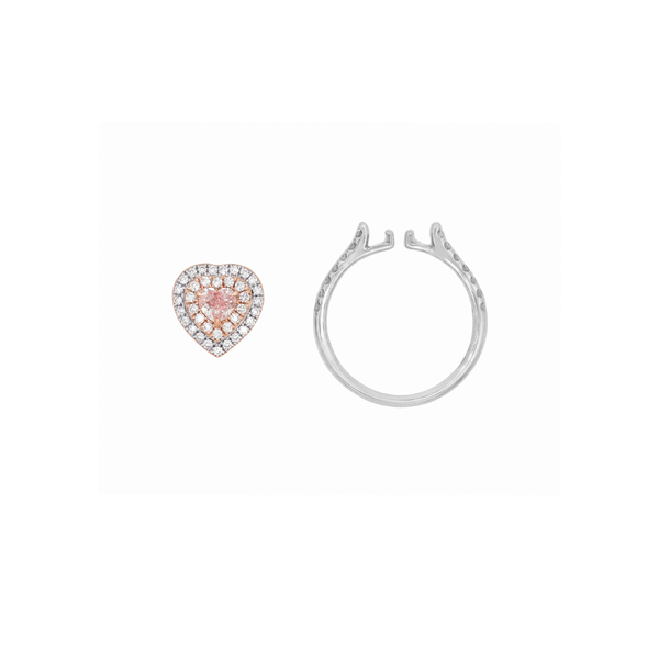2-in-1 Ring & Pendant Heart Design in 18K Gold with Natural Diamonds hover